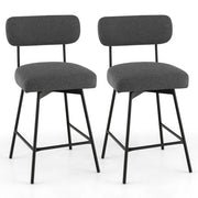 25 Inch 2-Piece Modern Upholstered Bar Stools with Back and Footrests-Gray by VYSN