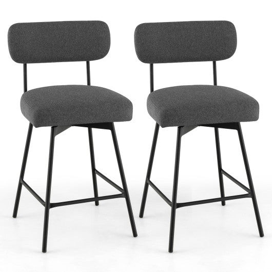 25 Inch 2-Piece Modern Upholstered Bar Stools with Back and Footrests-Gray by VYSN