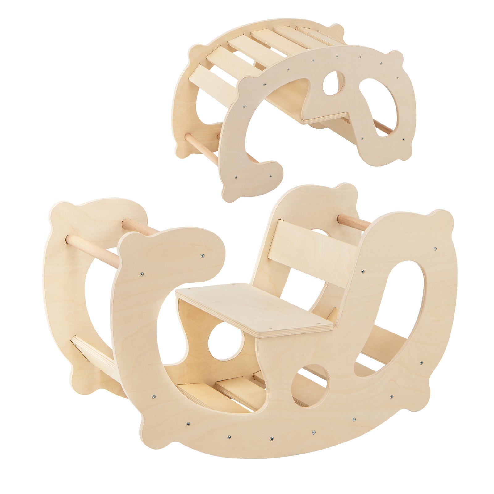 2-in-1 Rocking Horse Arch Climber-Natural