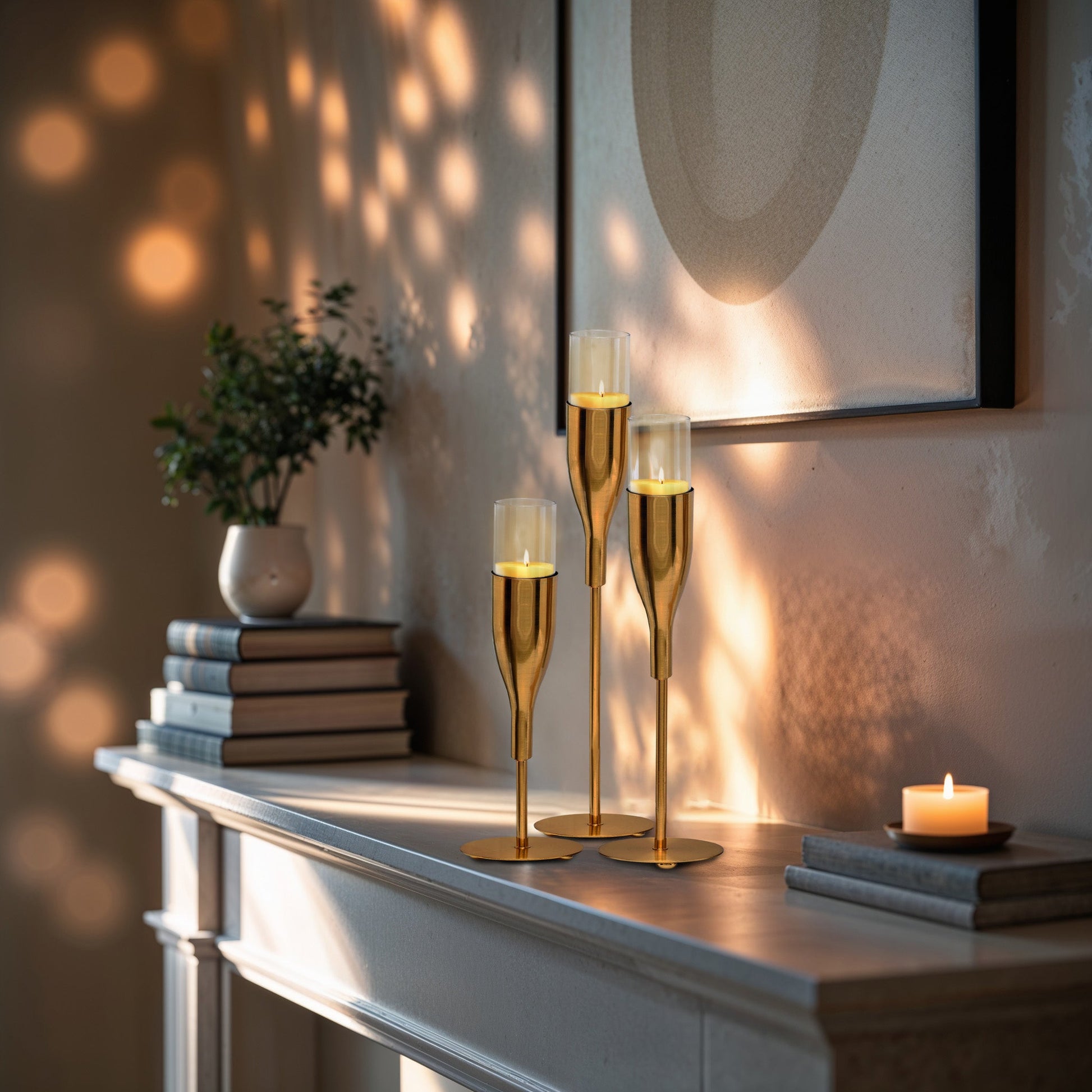 Gold Wine Glass Shaped Candle Holder - Set of 3 - Decozen