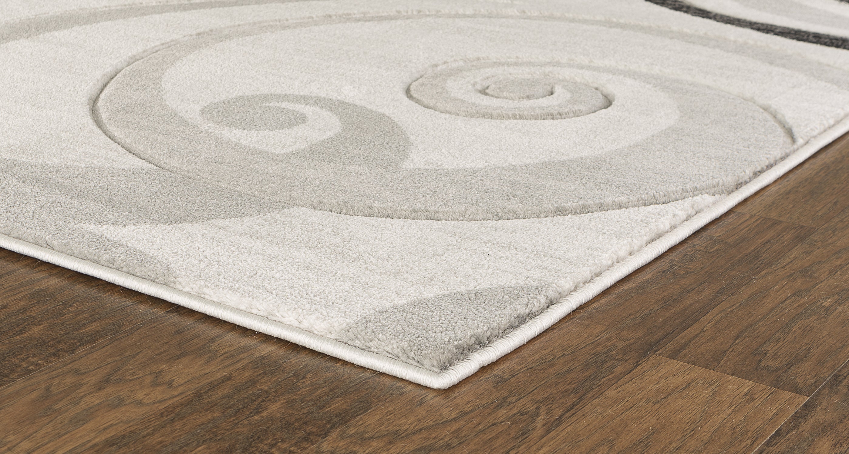 Grey Swirls, Hand-Carved Living Room Area Rug