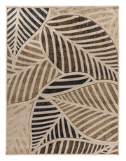 Beige Leaf, Hand-Carved, Soft Living Room Area Rug