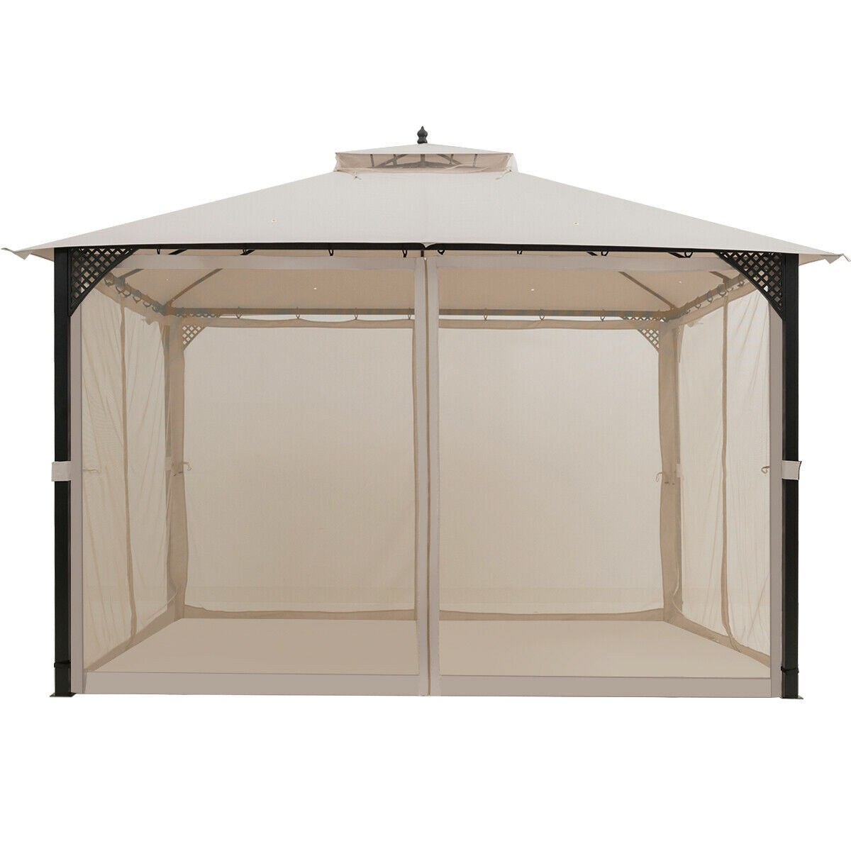 12’ x 10’ Outdoor Double Top Patio Gazebo - Beige