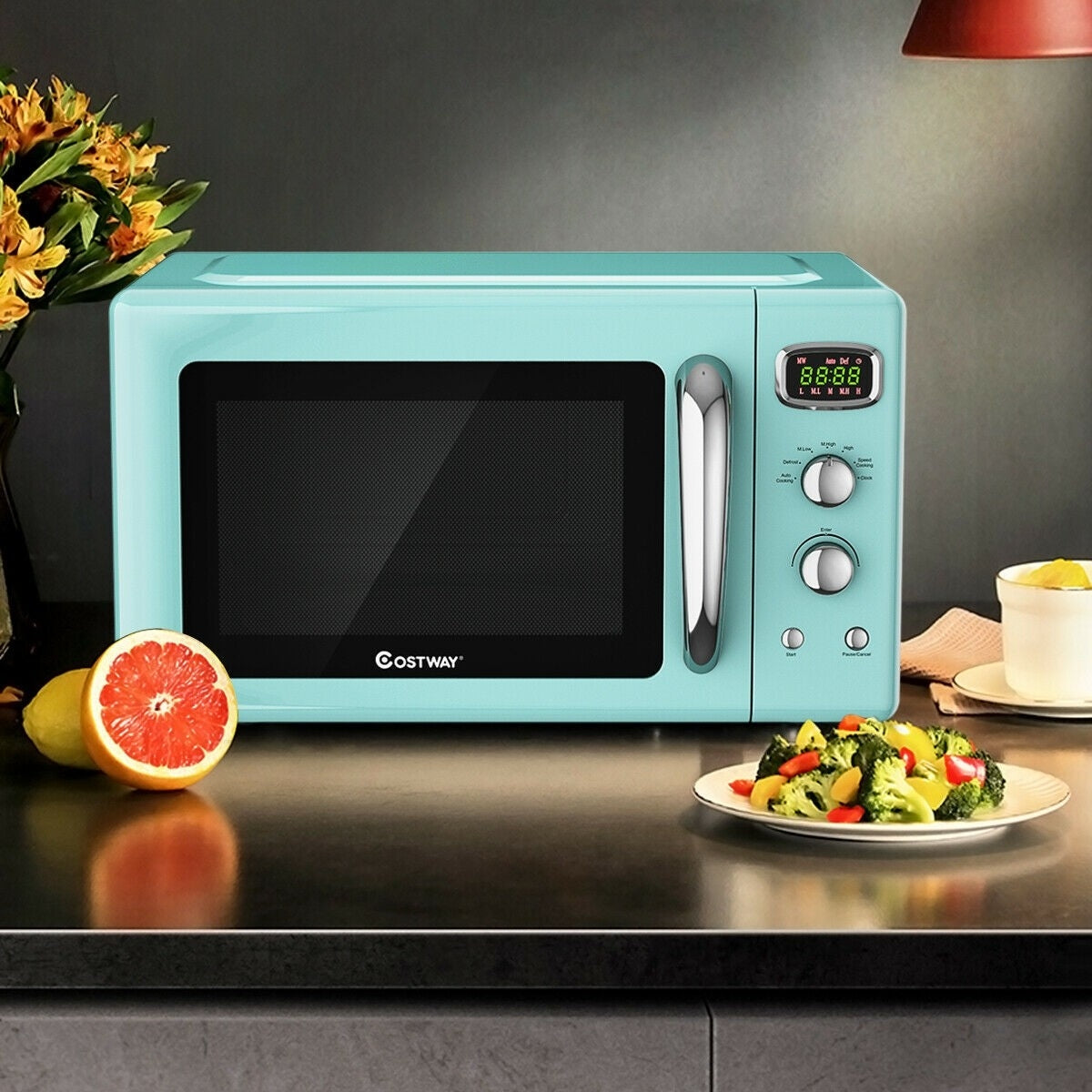 0.9 Cu.ft Retro Countertop Compact Microwave Oven - Green