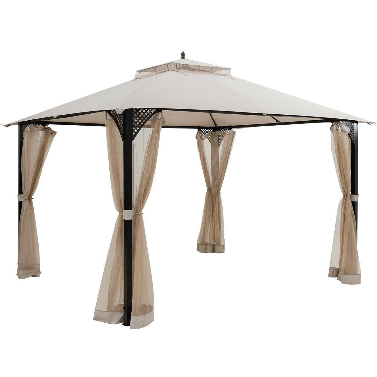 12’ x 10’ Outdoor Double Top Patio Gazebo - Beige