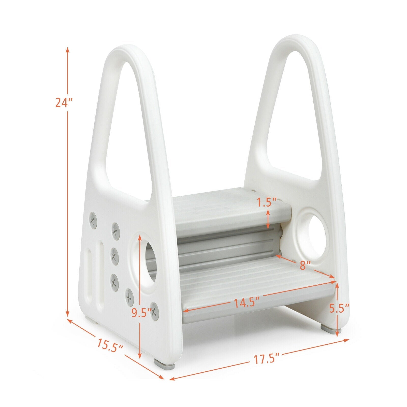 Kids Step Stool Learning Helper with Armrest -Gray