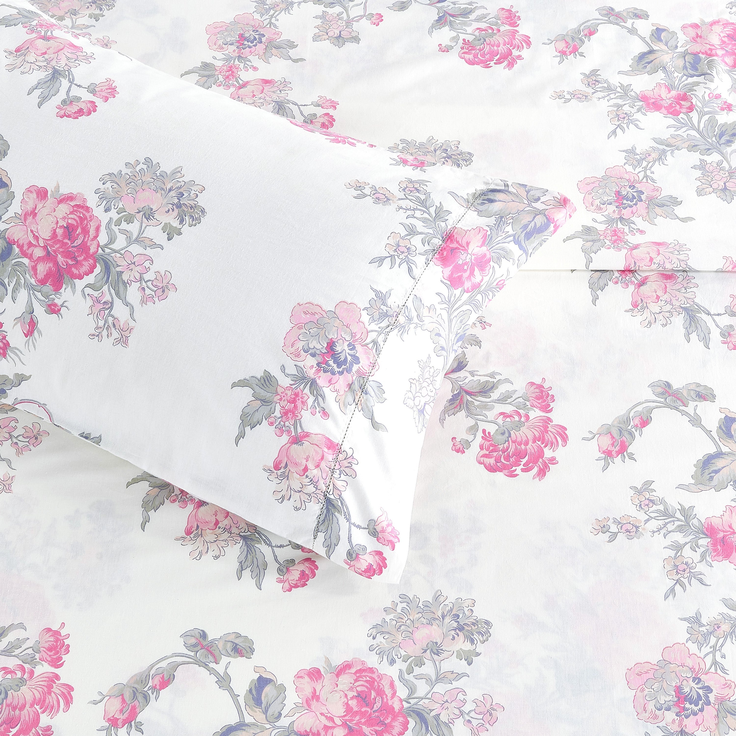 Jardin De Rose Printed Cotton Percale Sheet Set