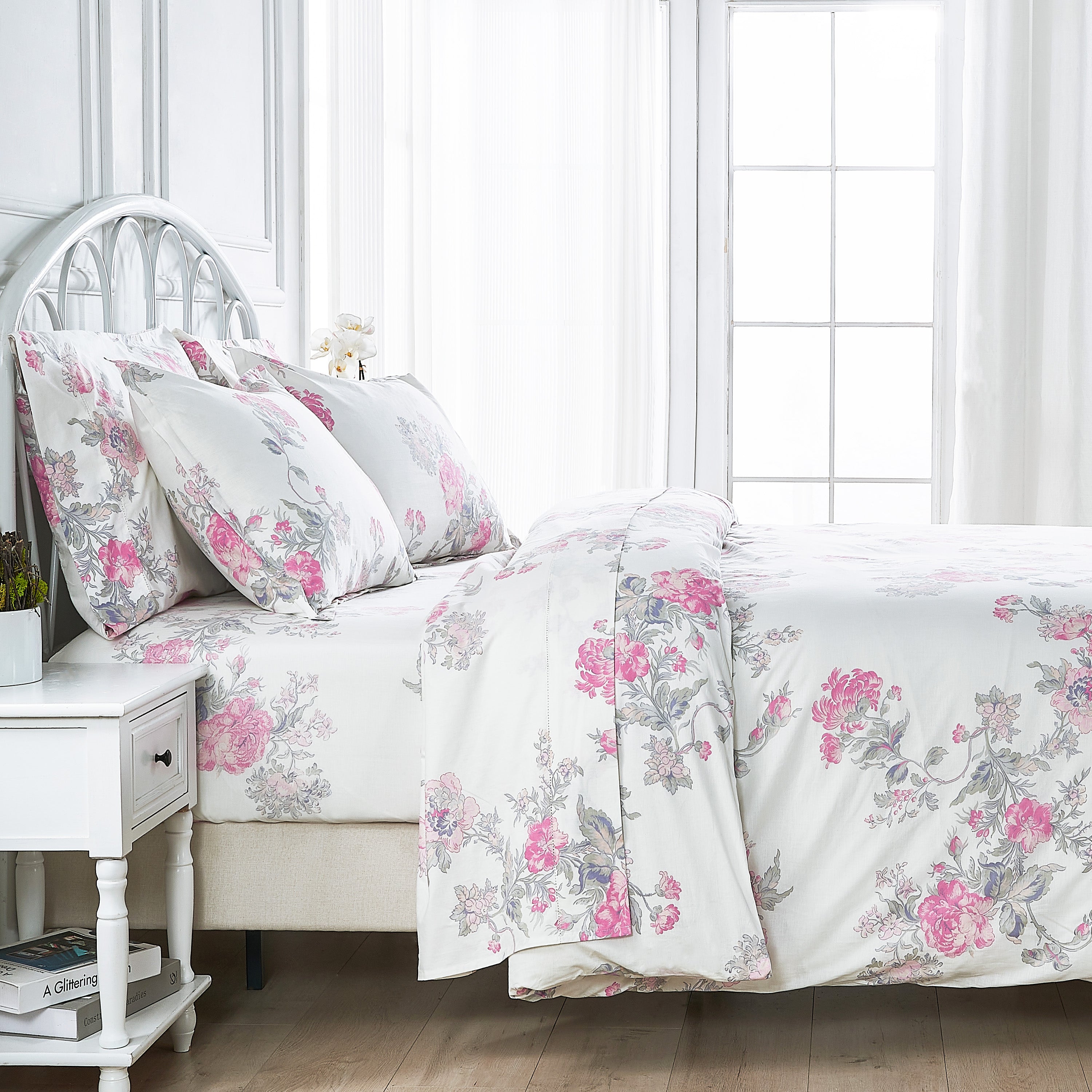 Jardin De Rose Printed Cotton Percale Duvet Set