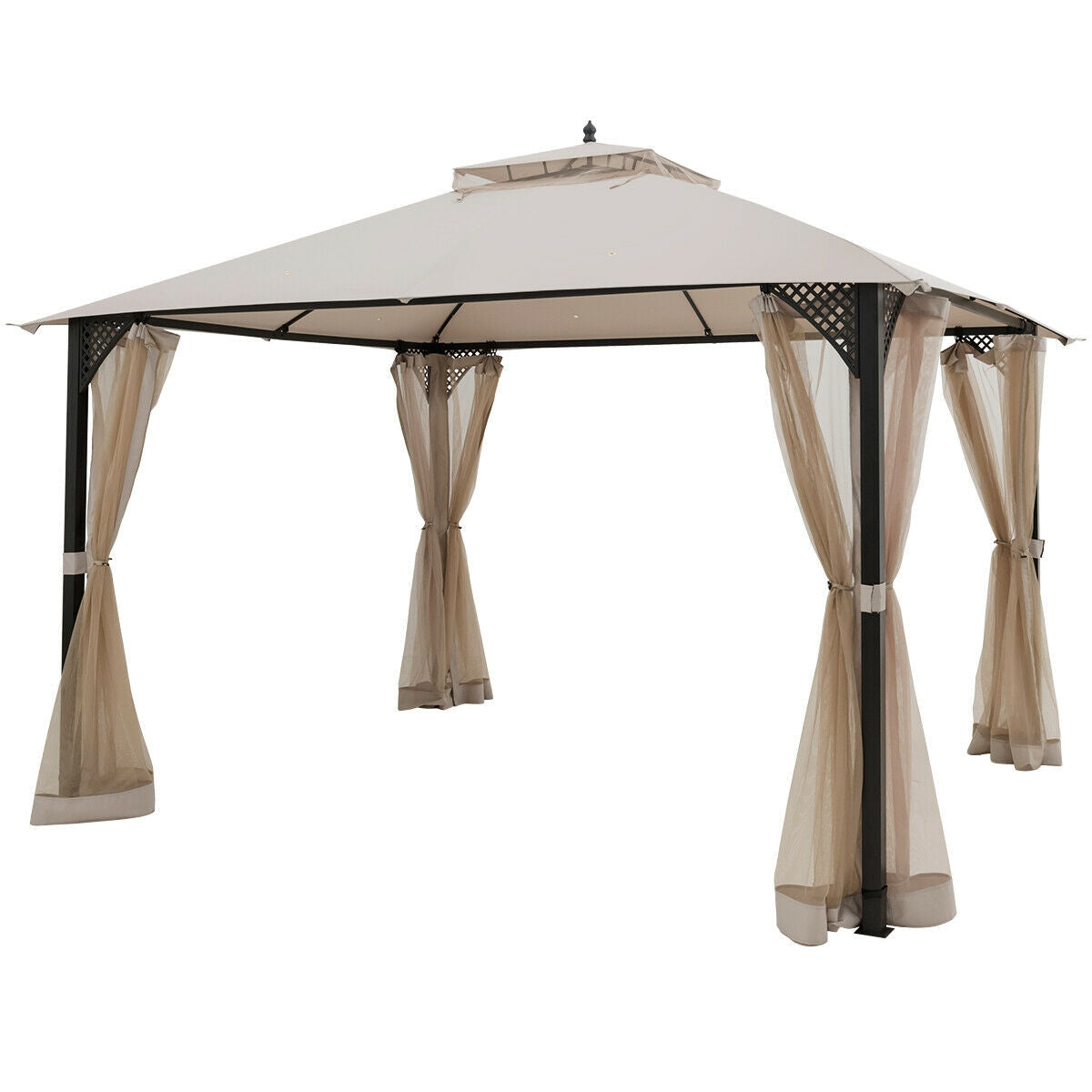 12’ x 10’ Outdoor Double Top Patio Gazebo - Beige