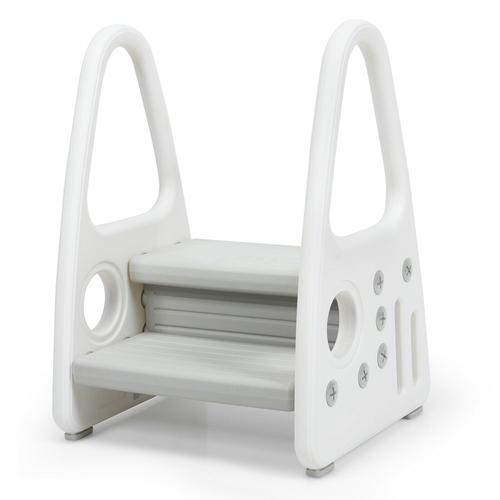 Kids Step Stool Learning Helper with Armrest -Gray