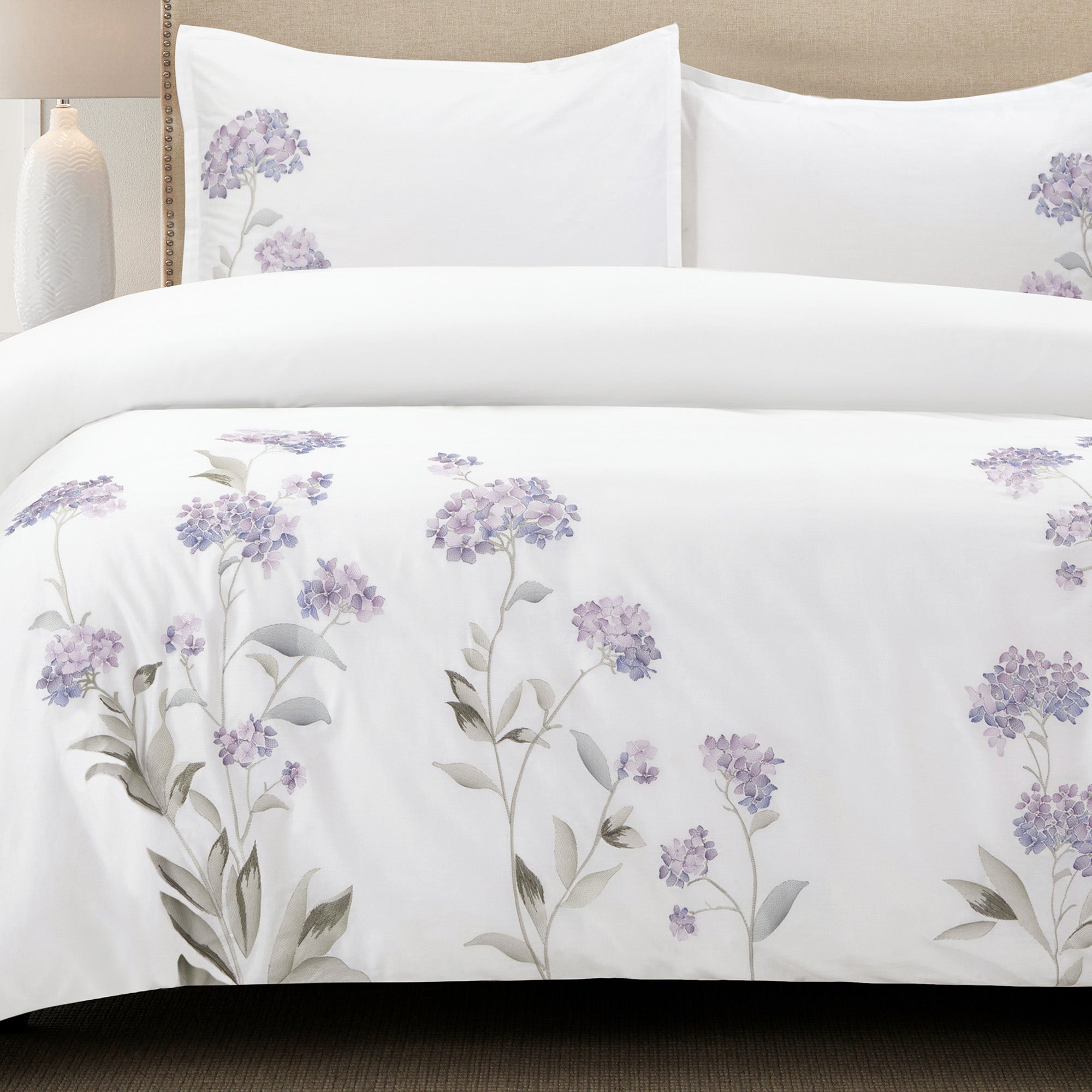 Hydrangea Embroidered Duvet Cover Set