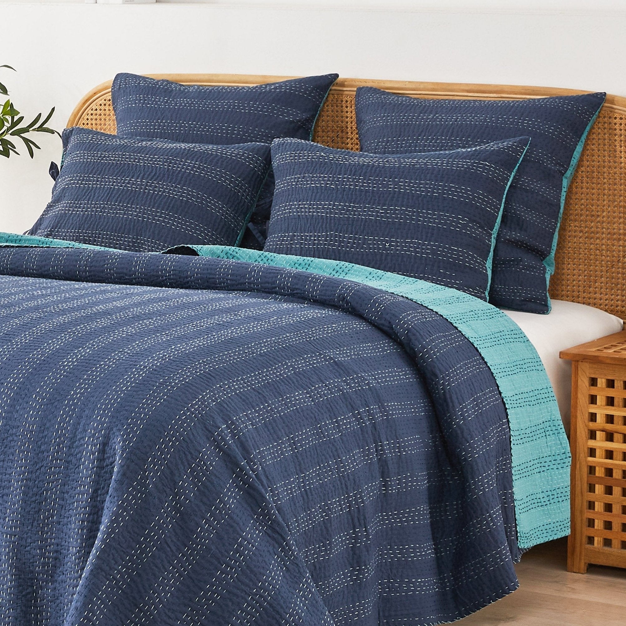 Reversible Kantha Pillow Sham Pairs