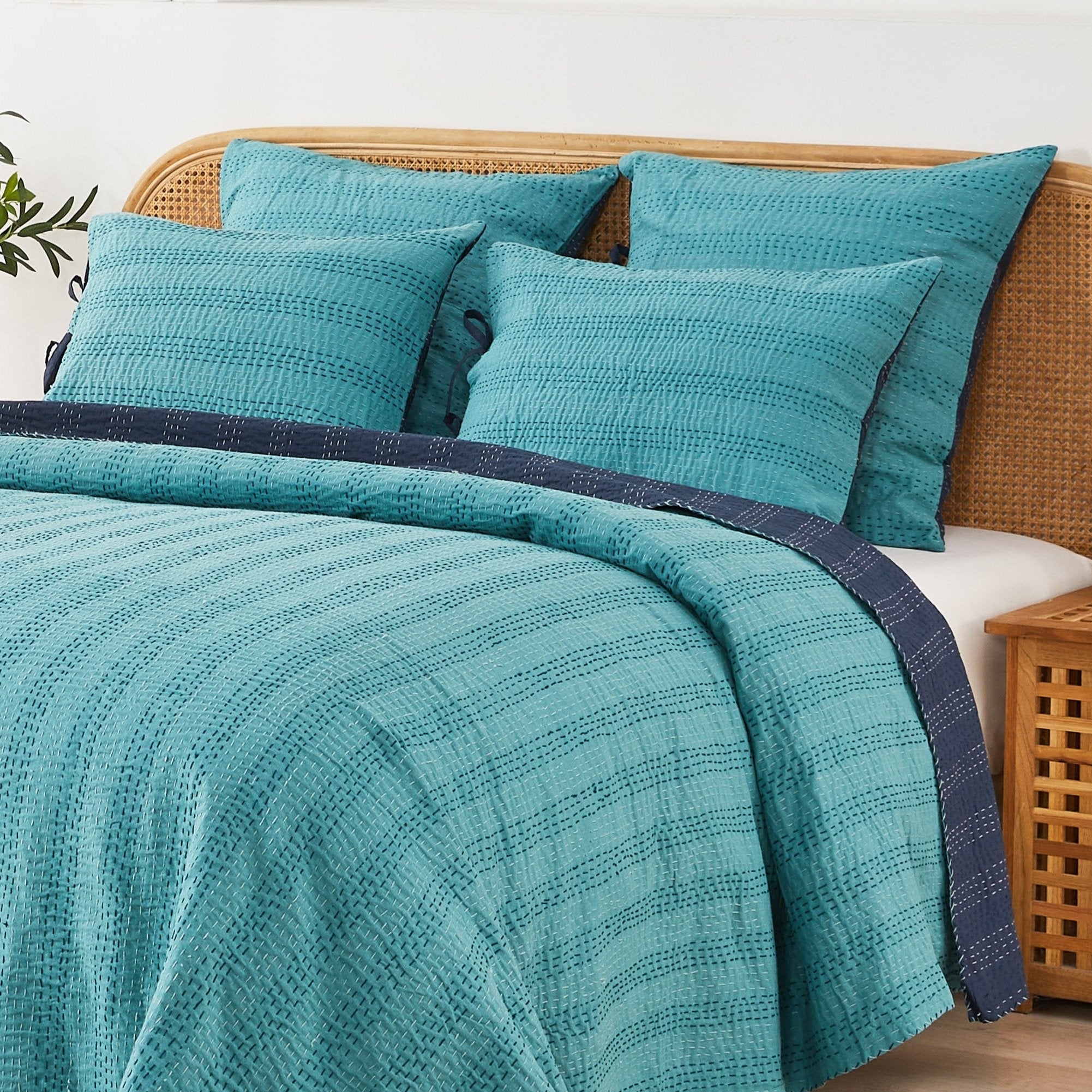 Reversible Kantha Pillow Sham Pairs