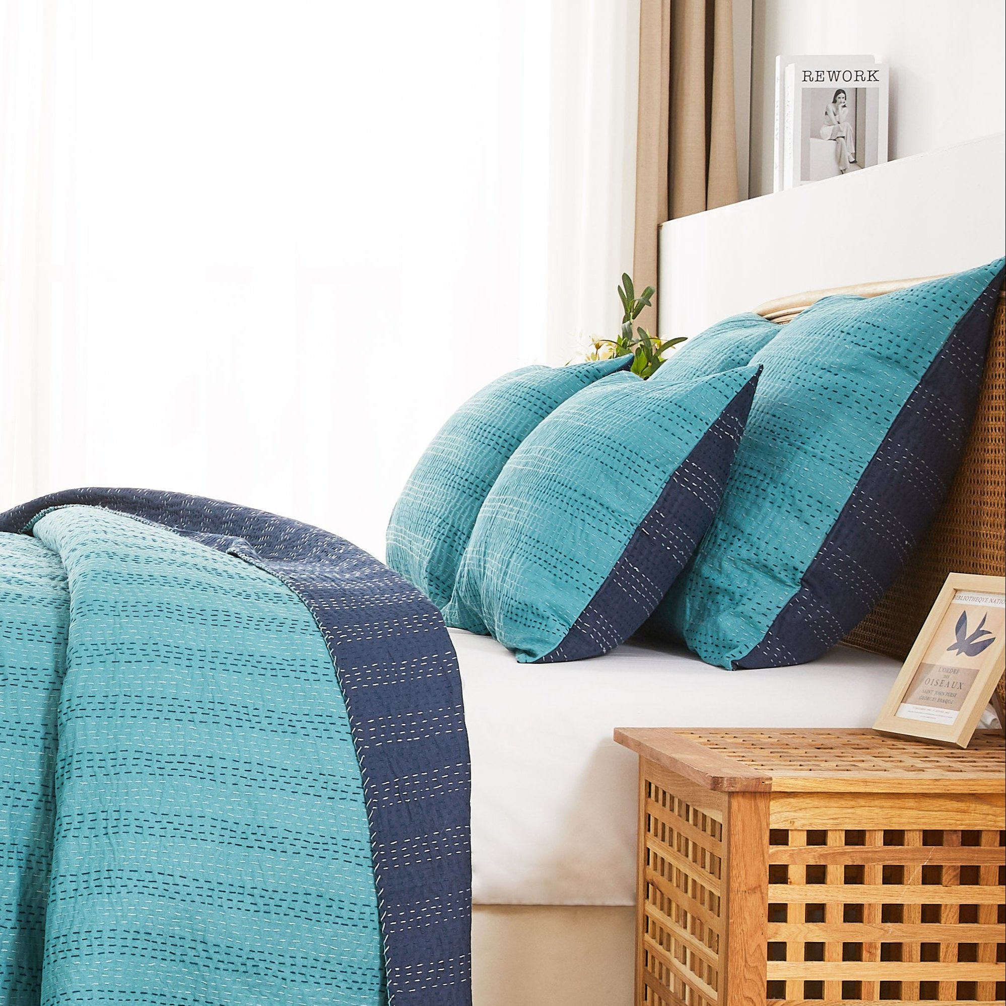 Reversible Kantha Pillow Sham Pairs