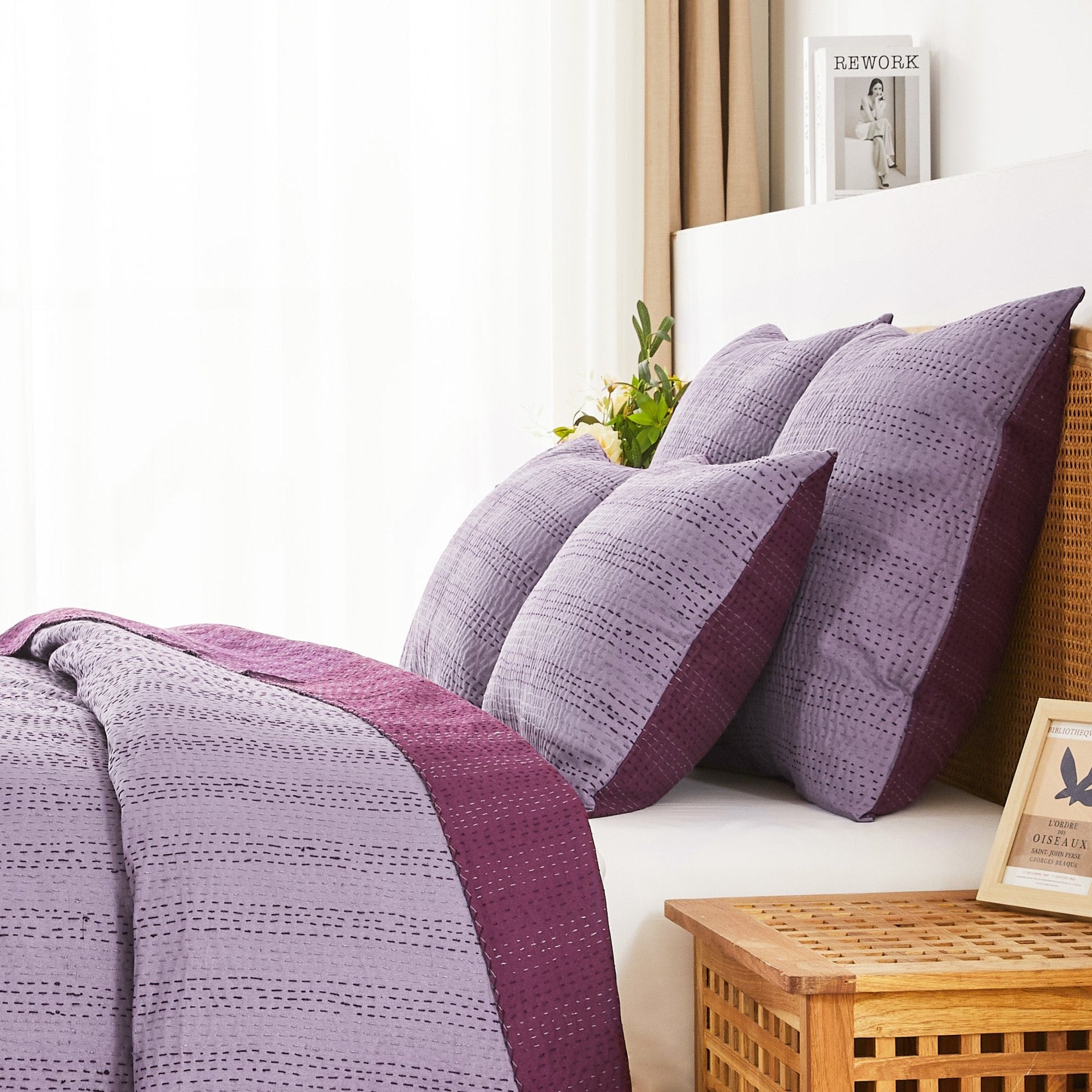 Reversible Kantha Pillow Sham Pairs