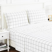 Grid Printed Cotton Percale Sheet Set