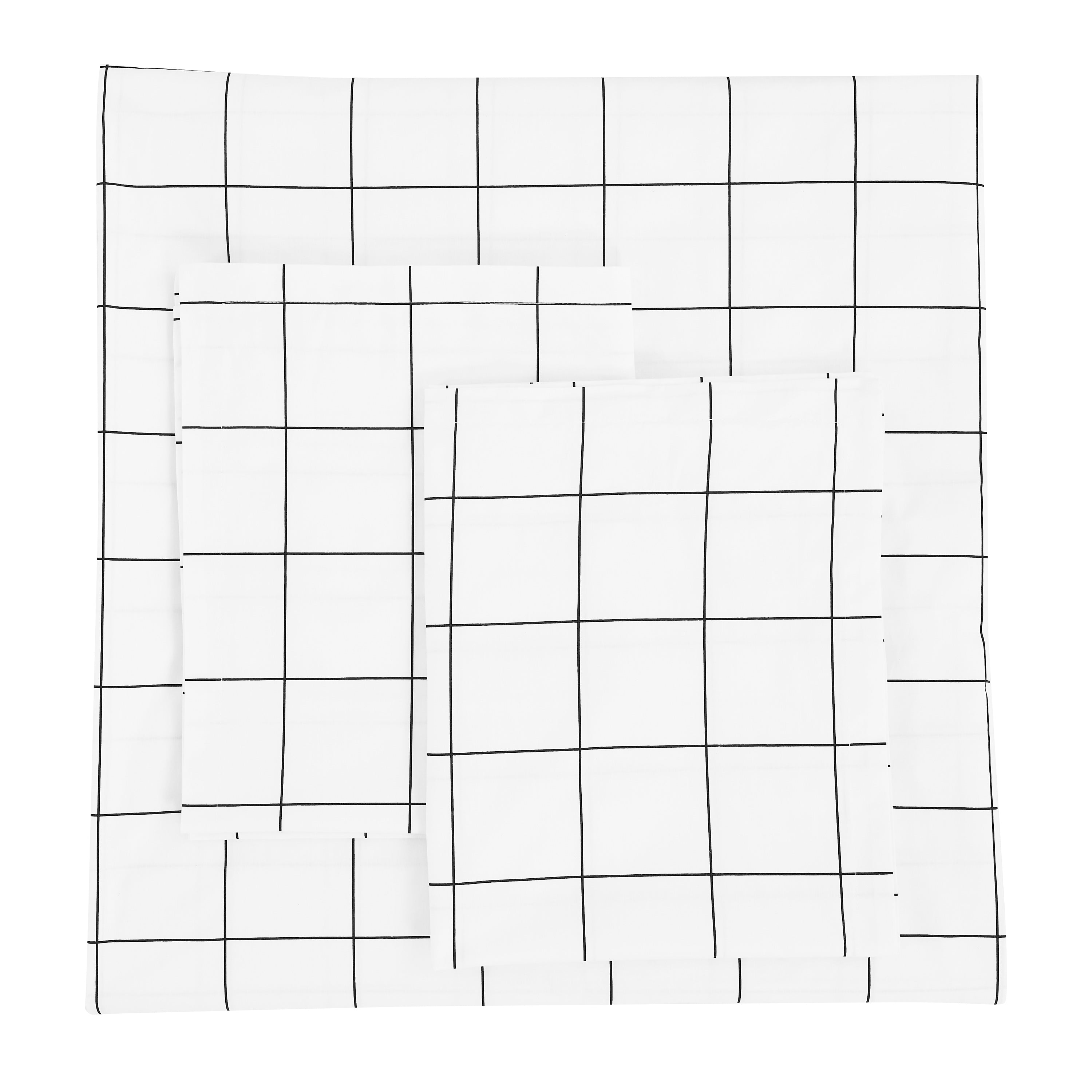 Grid Printed Cotton Percale Duvet Set