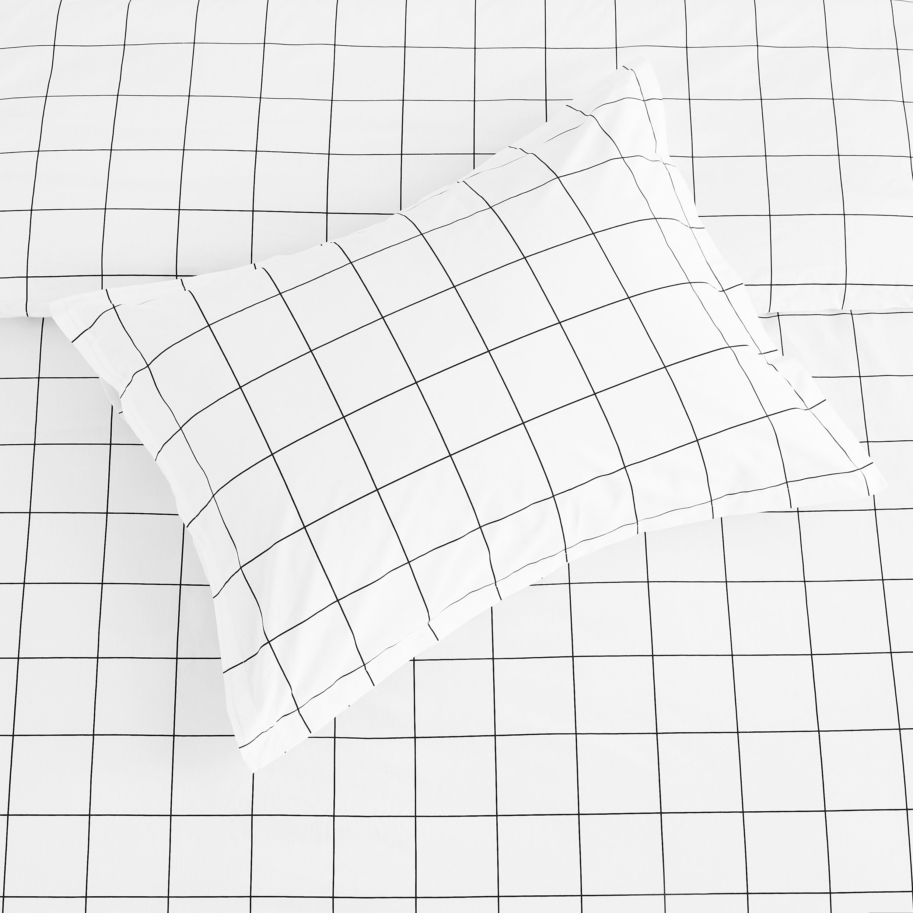 Grid Printed Cotton Percale Duvet Set