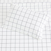 Grid Printed Cotton Percale Pillowcases