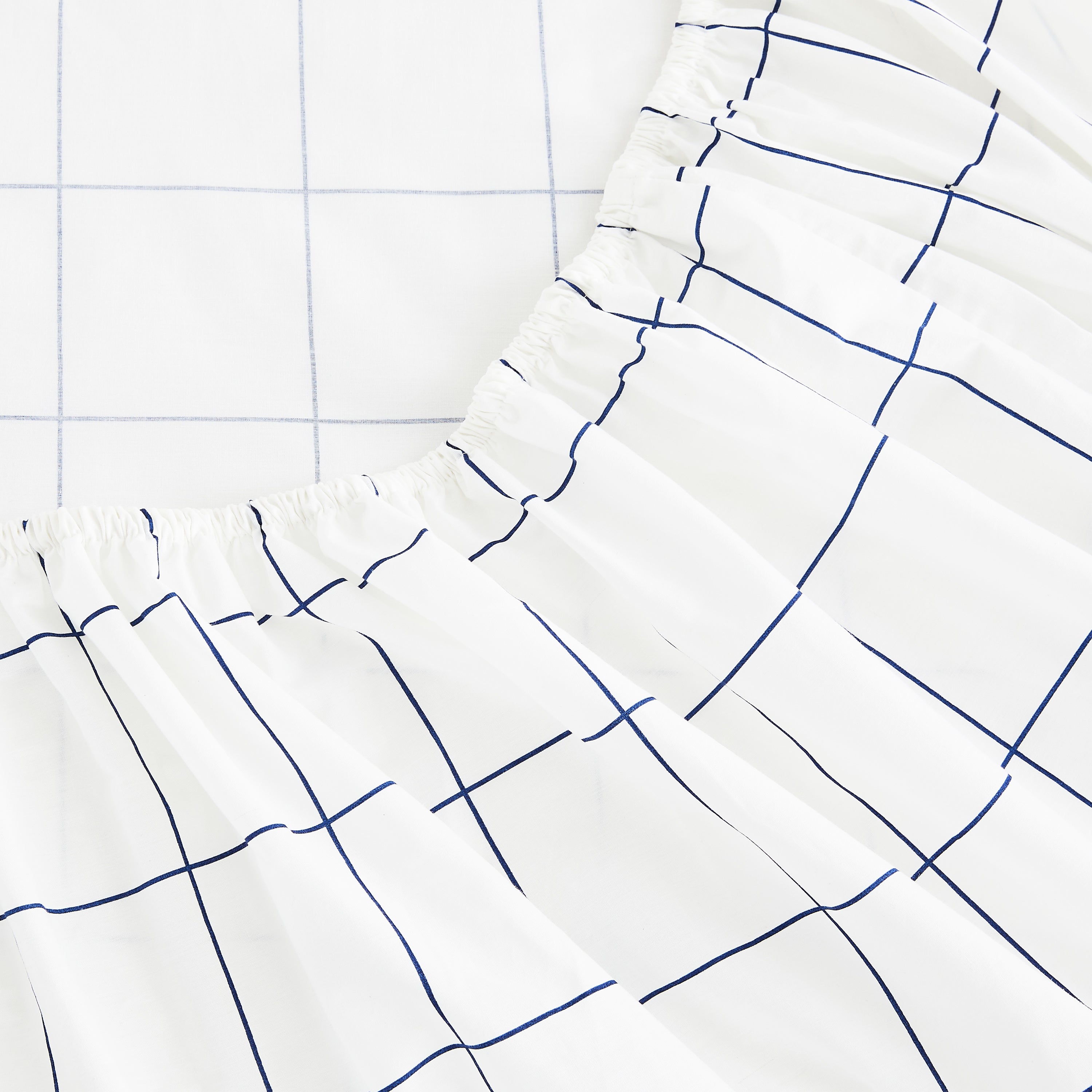 Grid Printed Cotton Percale Sheet Set