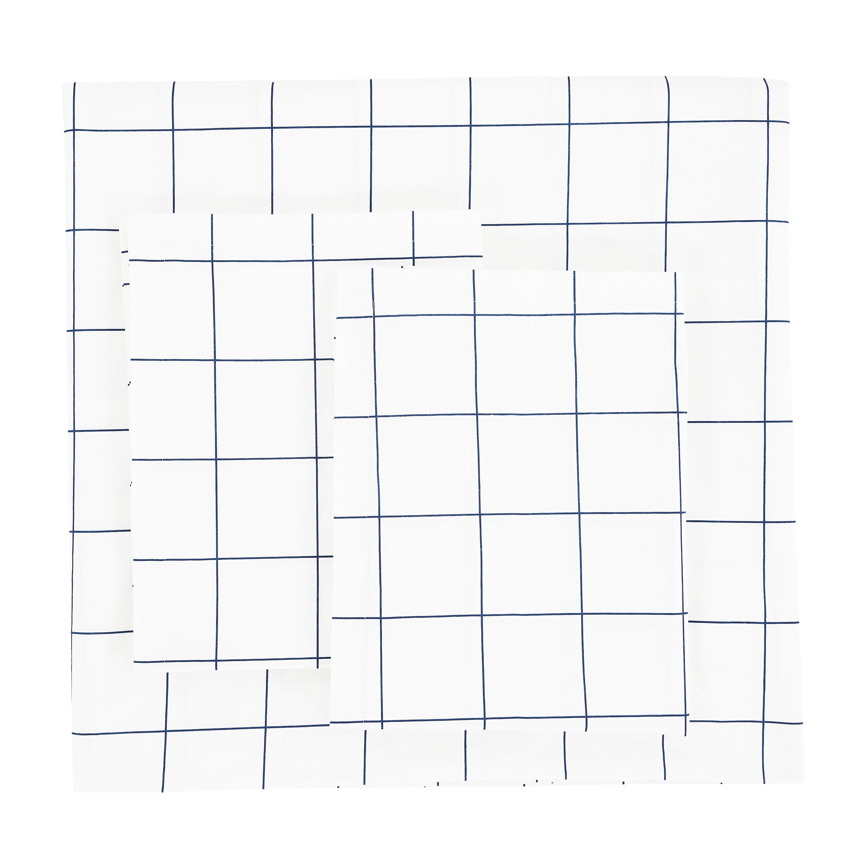 Grid Printed Cotton Percale Duvet Set