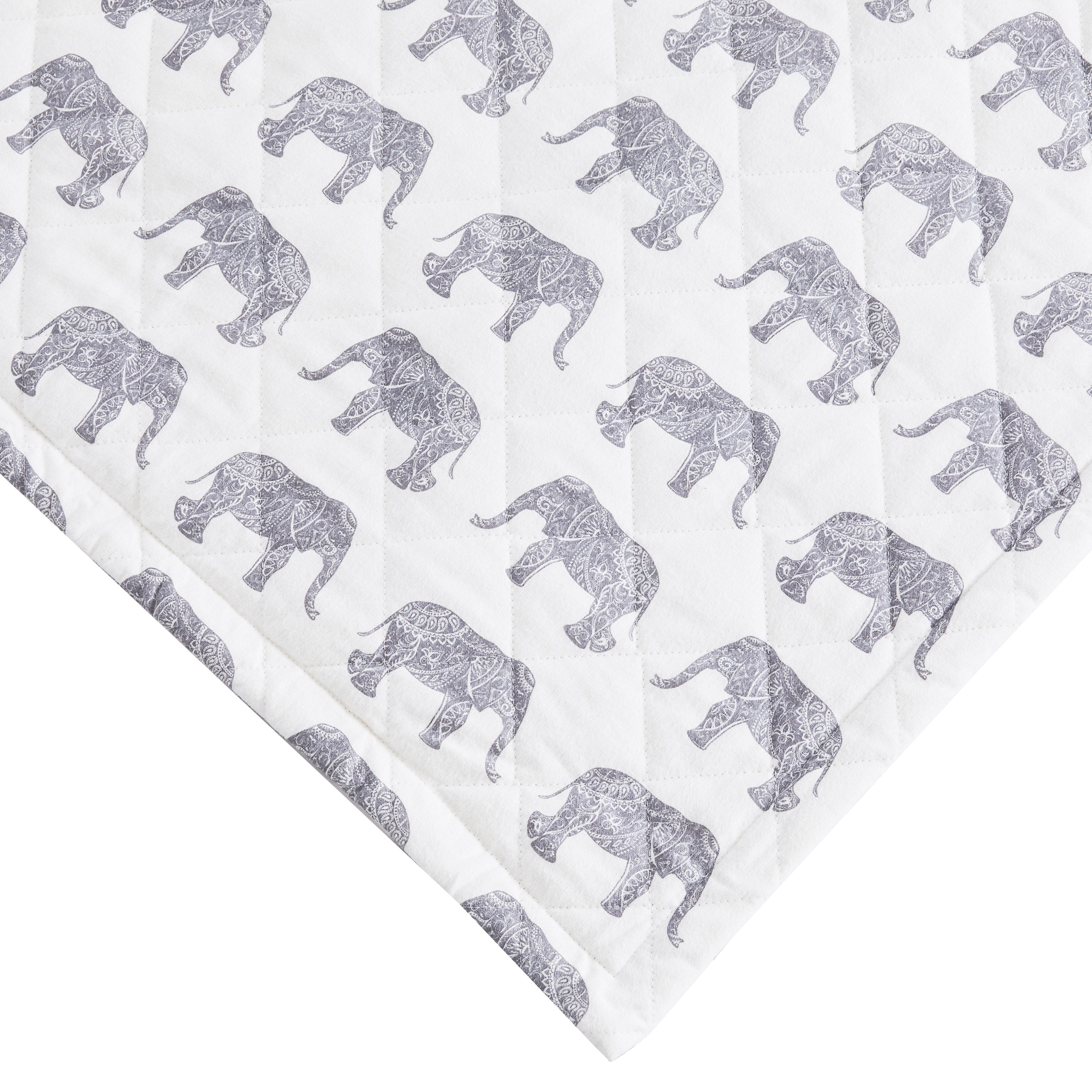 Elephants Cotton Flannel Quilt Set