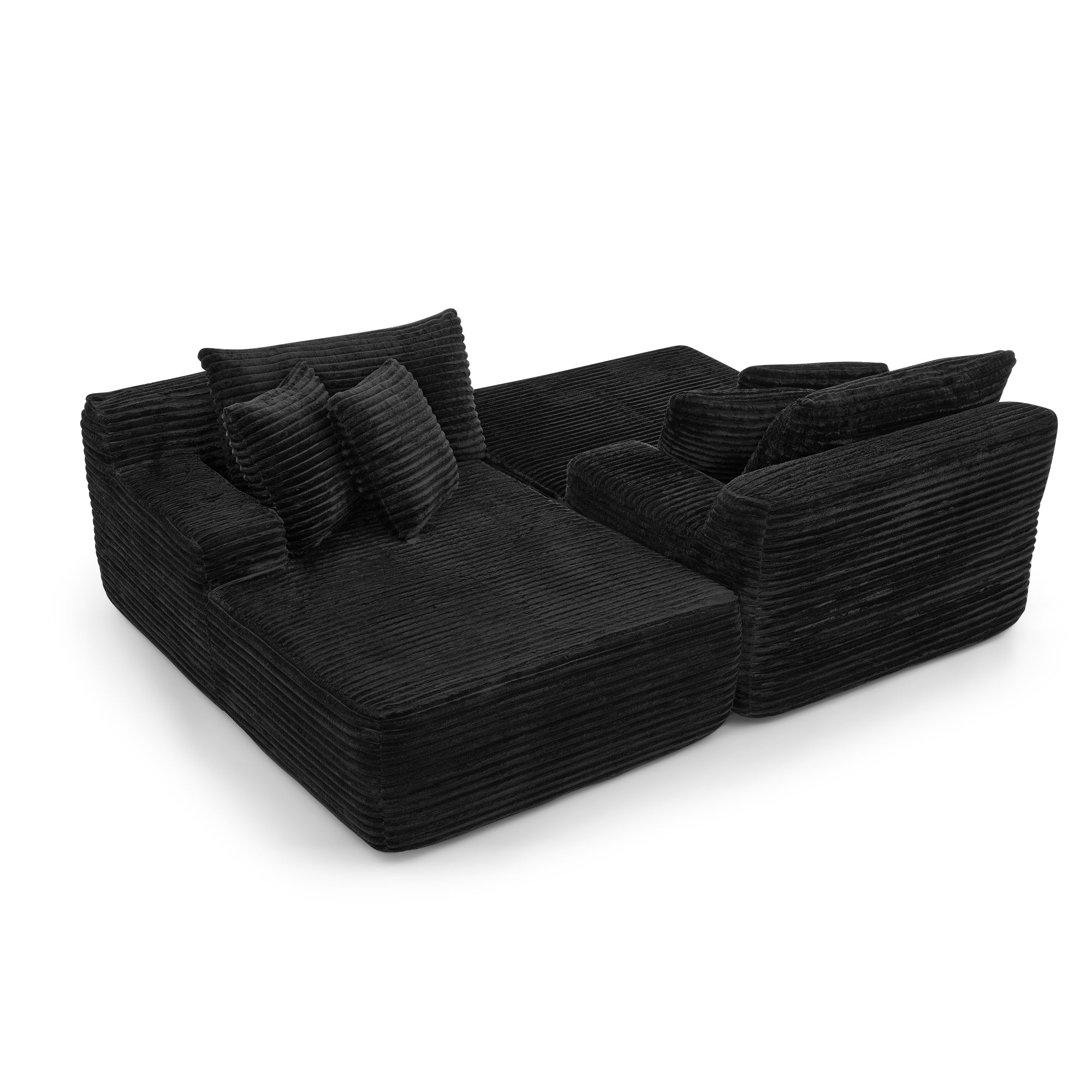 Two-Seater Lazy Sofa Lounge Chair -Black