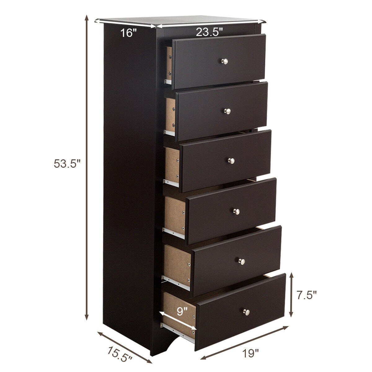 6 Drawers Chest Dresser - Brown