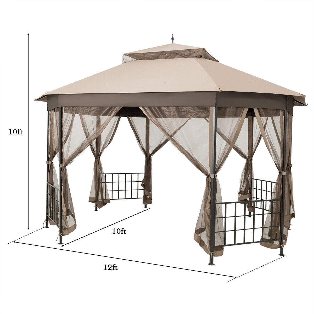 10’x 12’ Octagonal Patio Gazebo - Brown