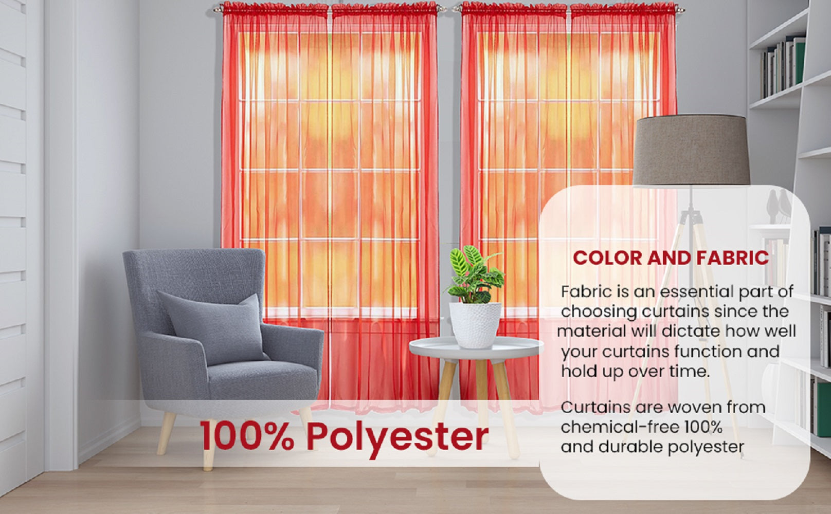 Solid Sheer Window Curtain Panels