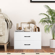 2-Drawer Stackable Horizontal Storage Cabinet Dresser Chest White