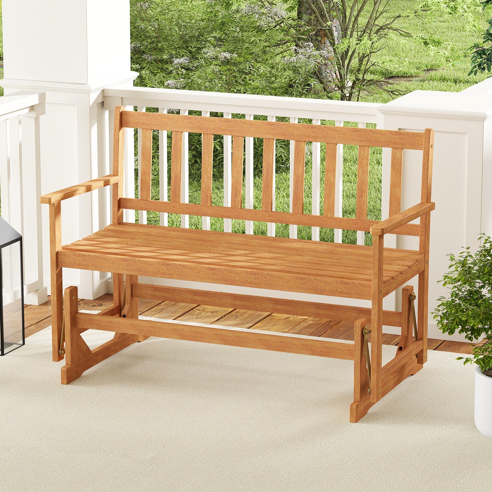 2-Person Outdoor Acacia Wood Glider Bench