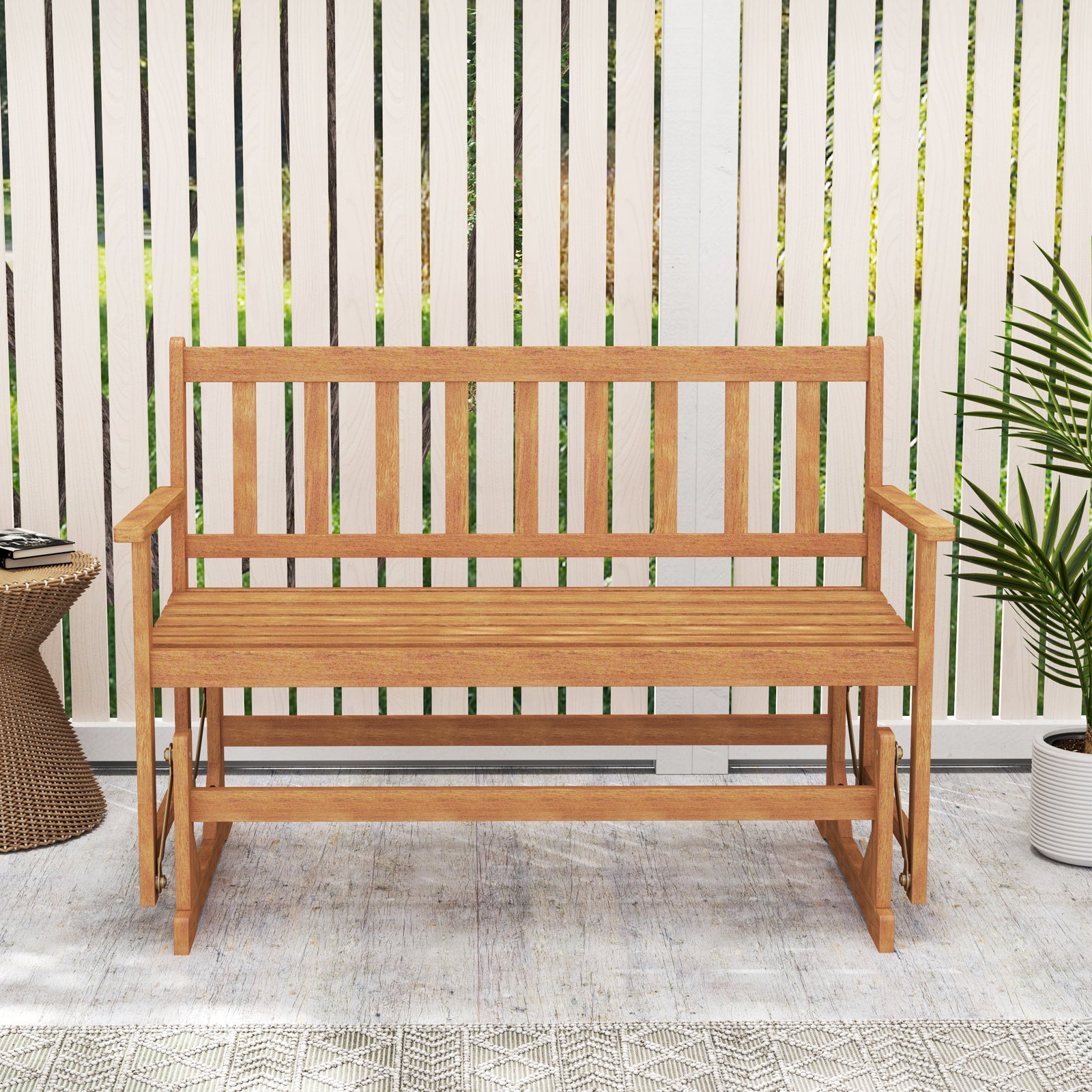 2-Person Outdoor Acacia Wood Glider Bench