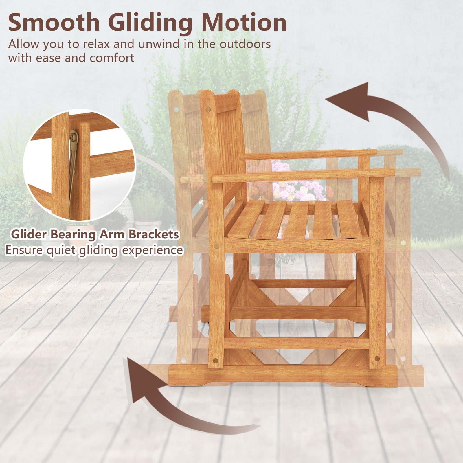 2-Person Outdoor Acacia Wood Glider Bench