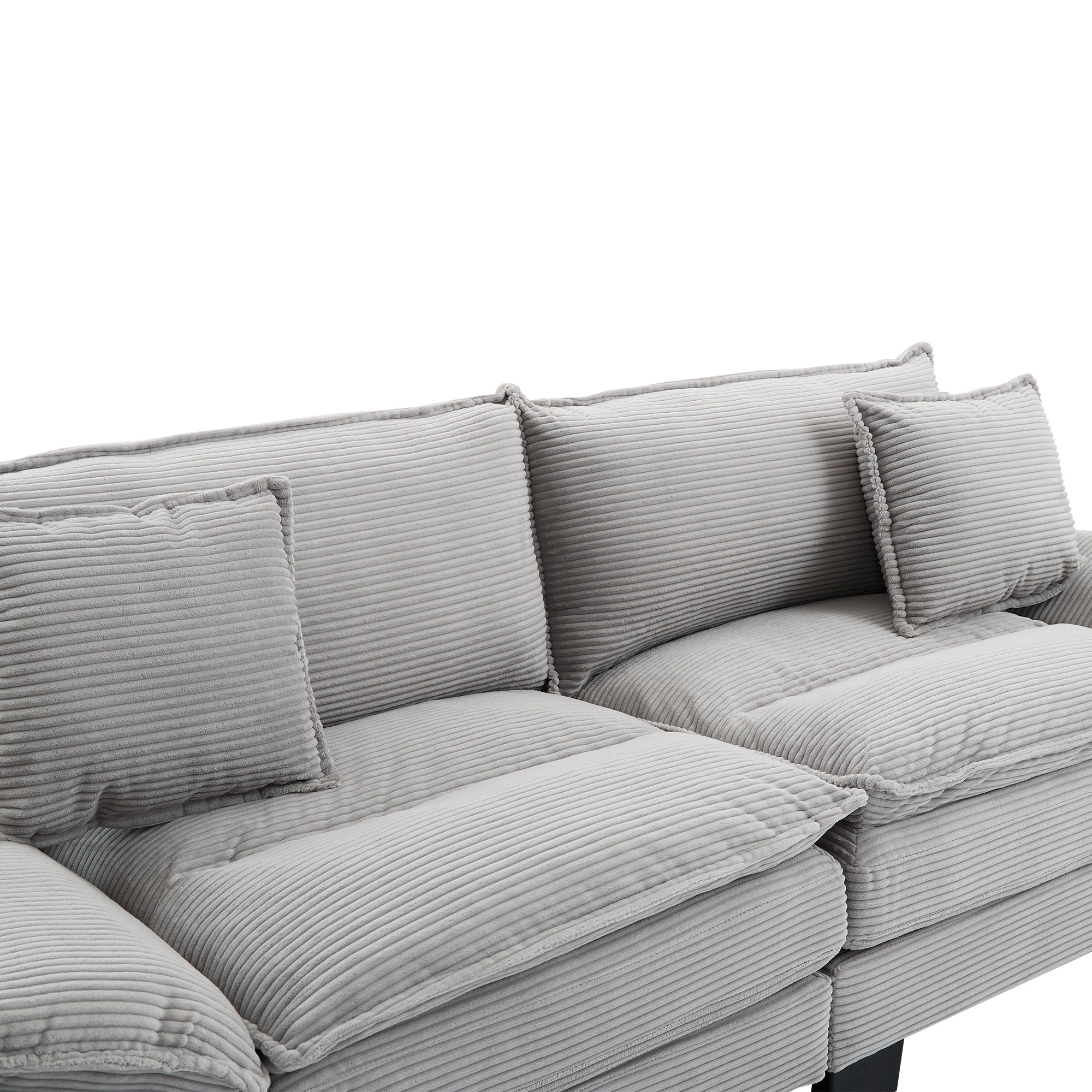 Corduroy Sofa Sleeper Couch with Pillows - Light Grey