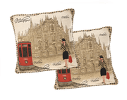 Set of 2 Postcard Milan Throw Pillow Covers w/ Pillow Inserts