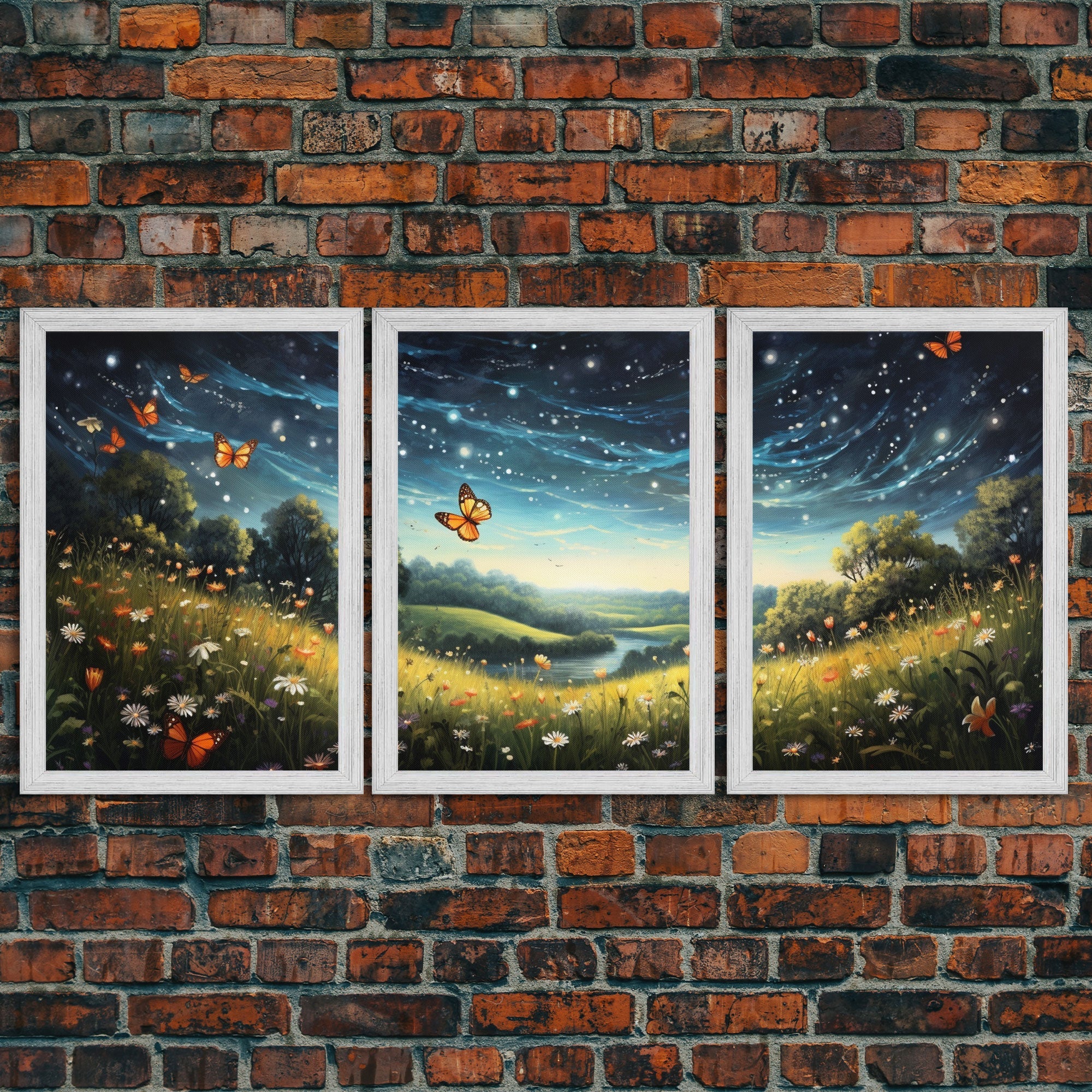 Wildflower Meadow Canvas Print, 3 Piece Wall Art