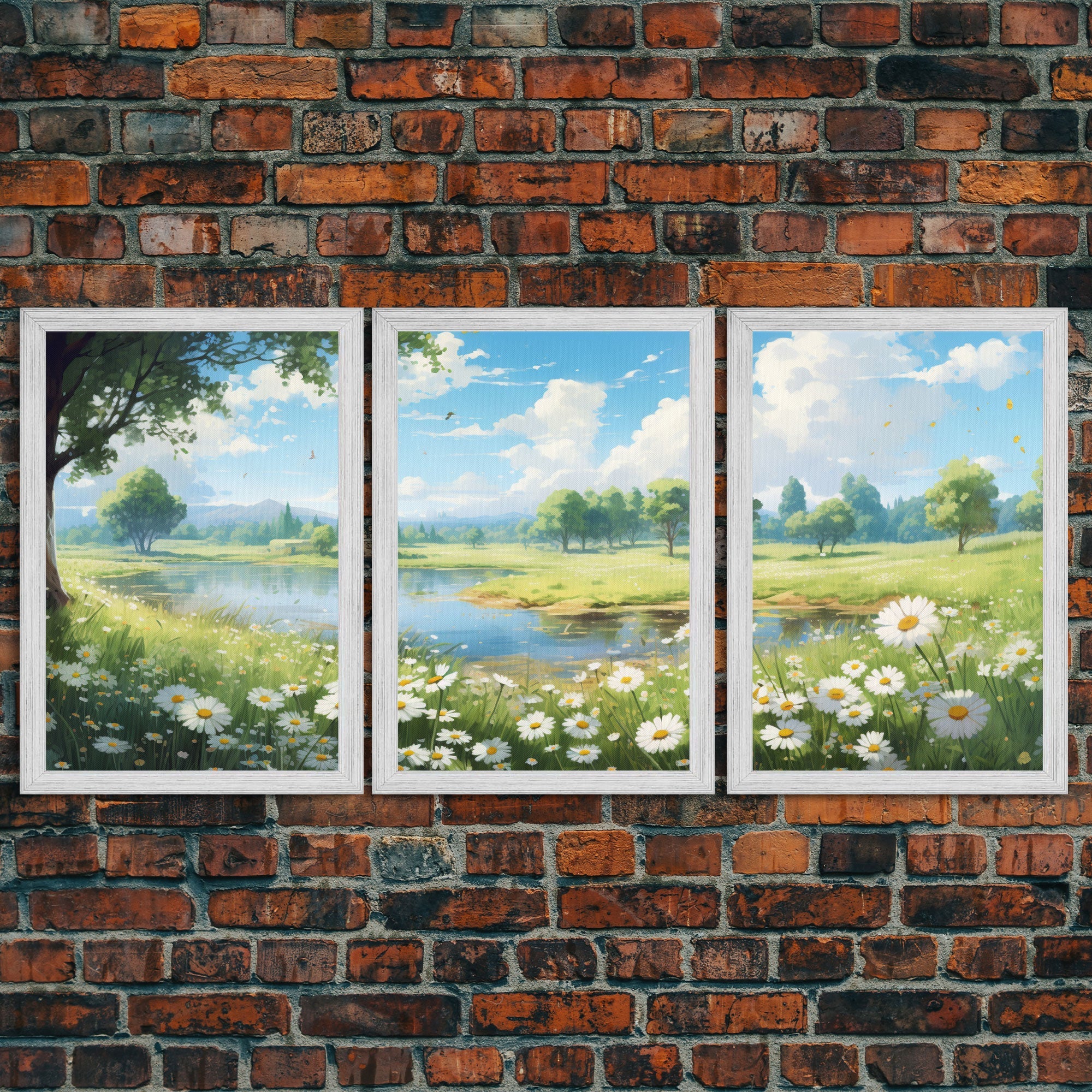 Wildflower Meadow, Canvas Print, 3 Piece Wall Art
