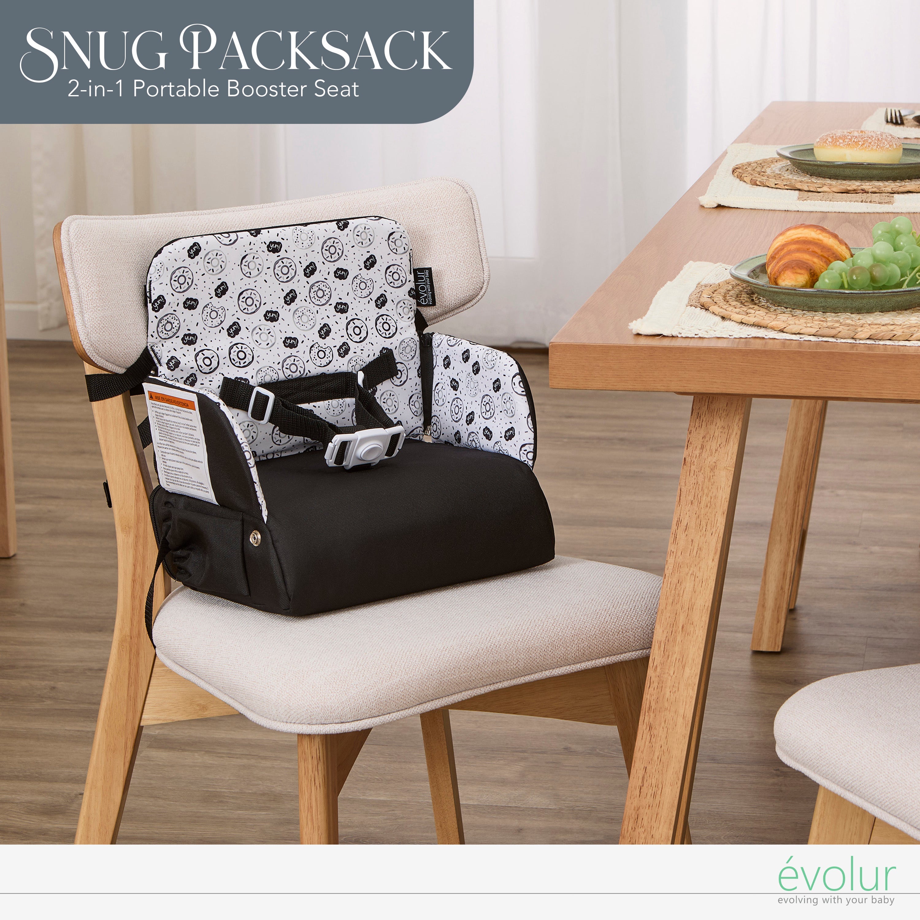 Evolur Snug Packsack 2-in-1 Portable Booster Seat and Travel Bag