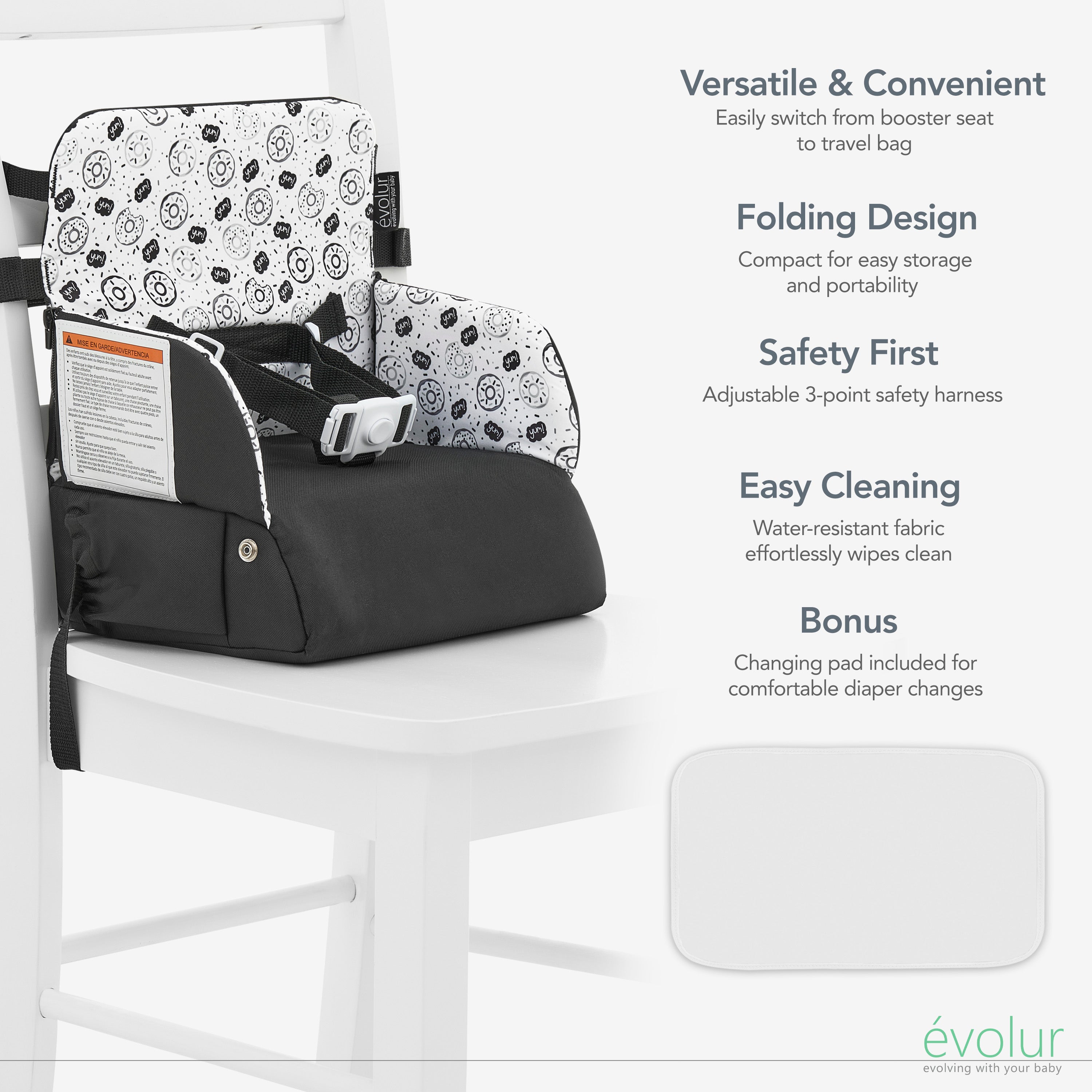 Evolur Snug Packsack 2-in-1 Portable Booster Seat and Travel Bag