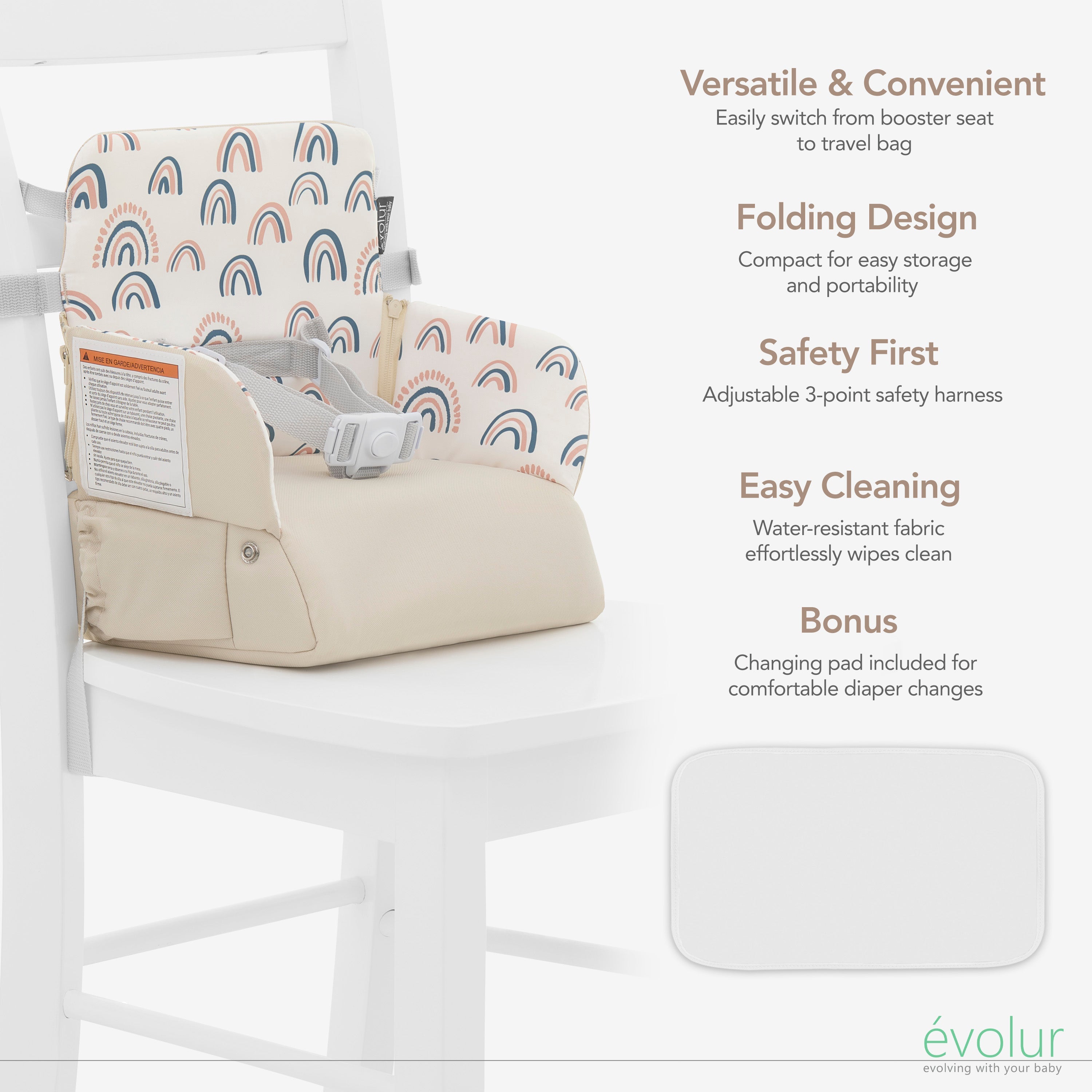 Evolur Snug Packsack 2-in-1 Portable Booster Seat and Travel Bag