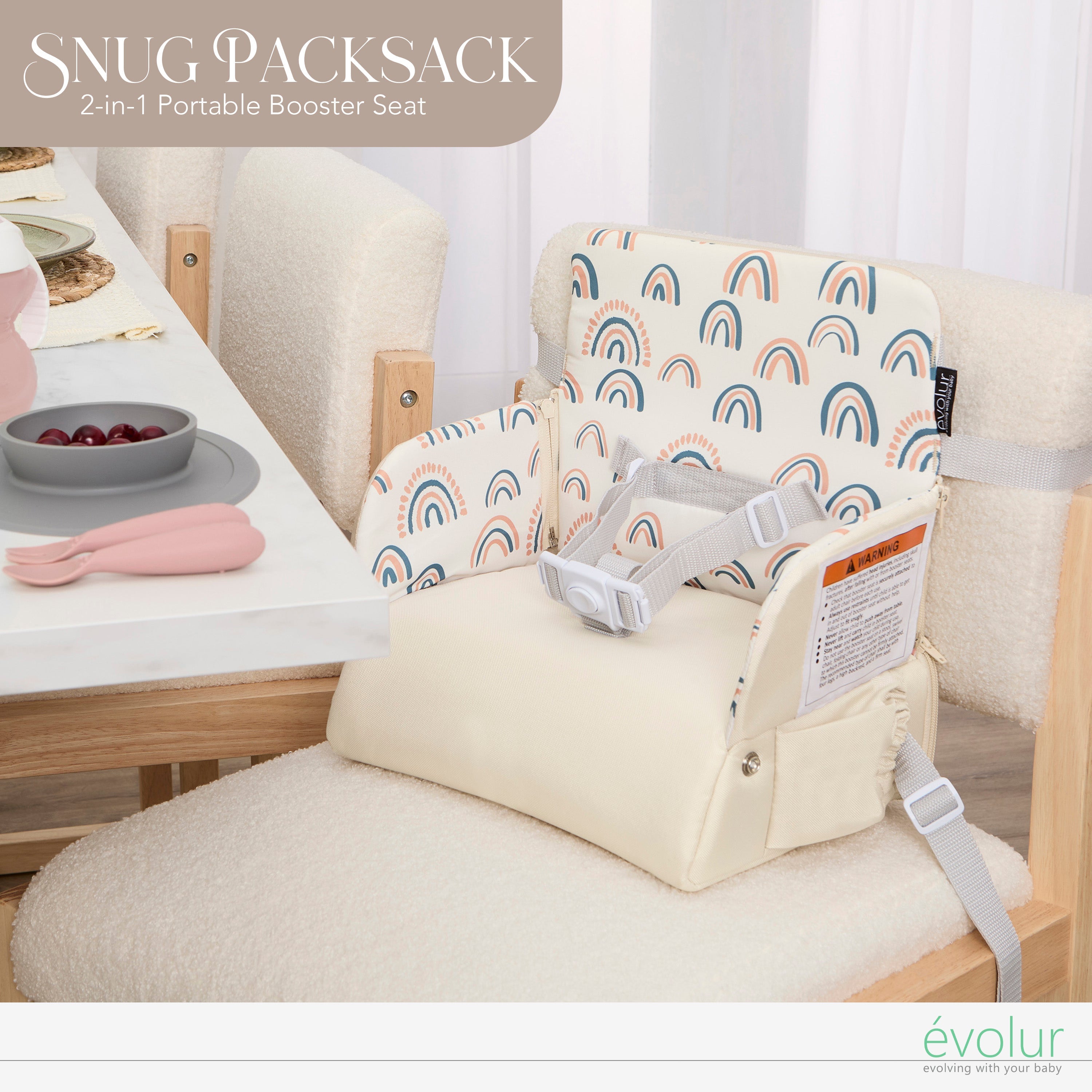 Evolur Snug Packsack 2-in-1 Portable Booster Seat and Travel Bag