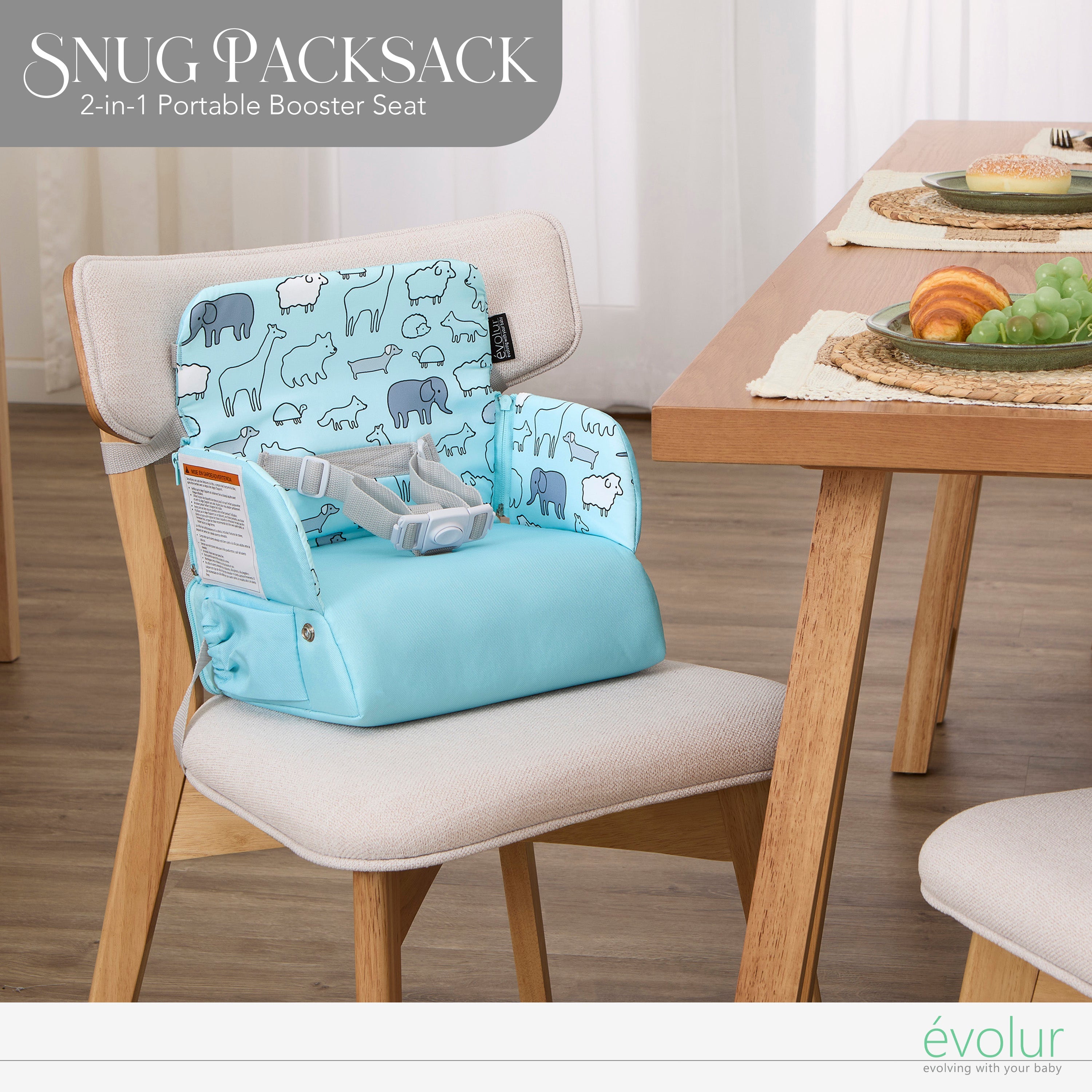 Evolur Snug Packsack 2-in-1 Portable Booster Seat and Travel Bag