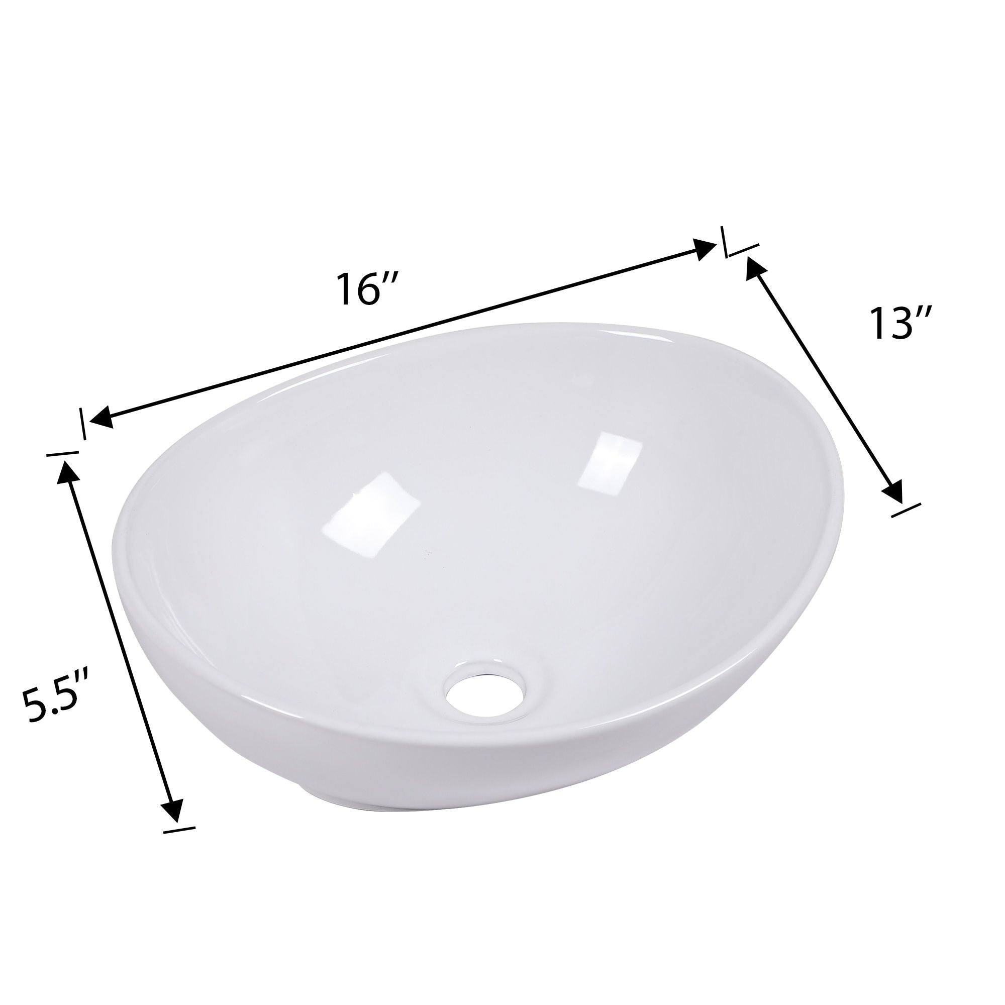 Oval Vessel Bathroom Sink - White by Couch