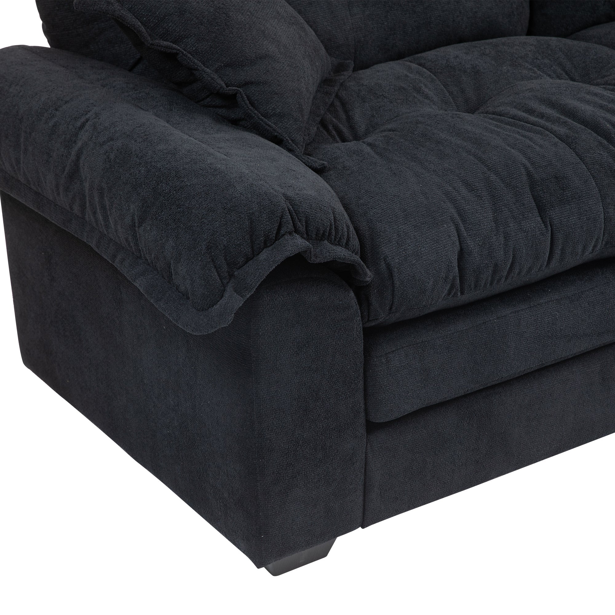 84' Chenille Sofa Small Sofa Loveseat Deep Seat Sofa Couch - Black