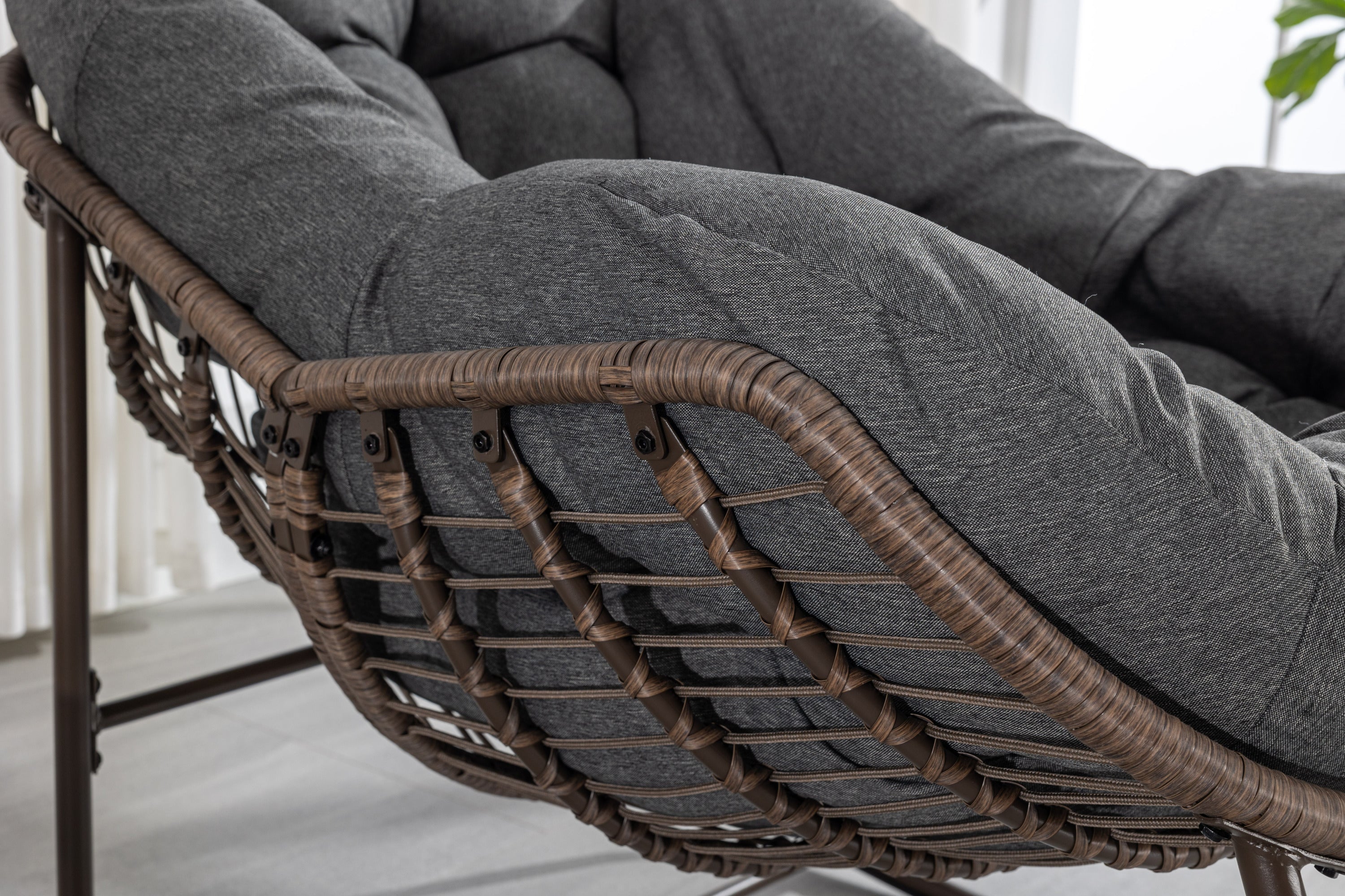 Outdoor Rattan Rocking Chair, Grey