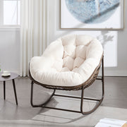 Outdoor Rattan Rocking Chair, White