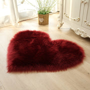 Faux Fur Room Rug, Heart Shaped Plush Rug