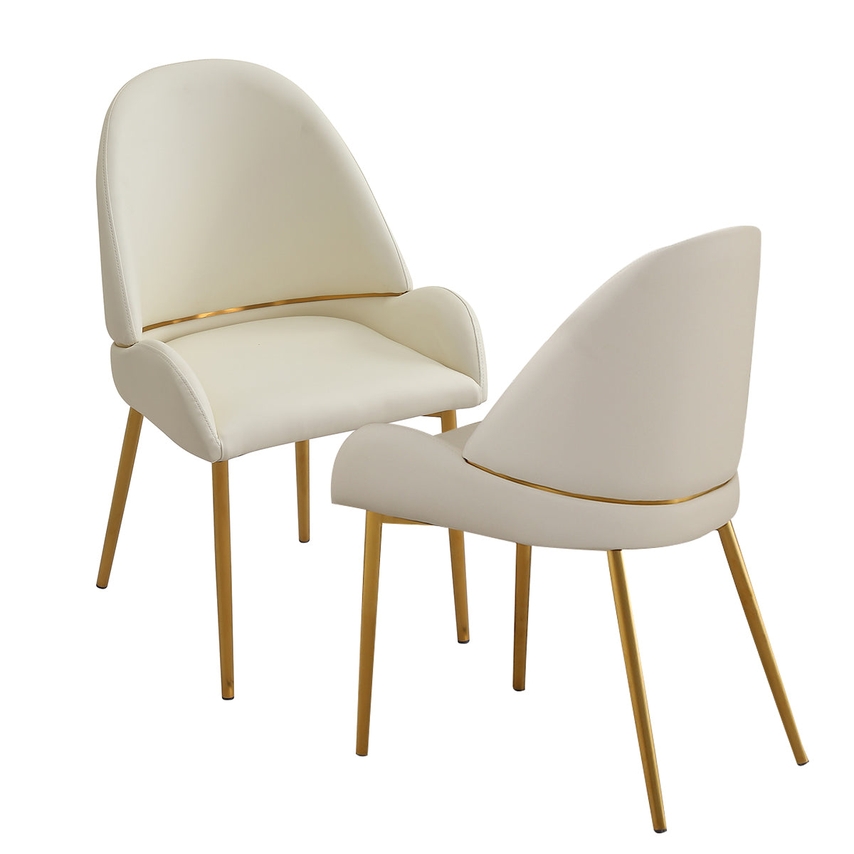 Dining Chair with PU Leather, Beige (Set of 2)