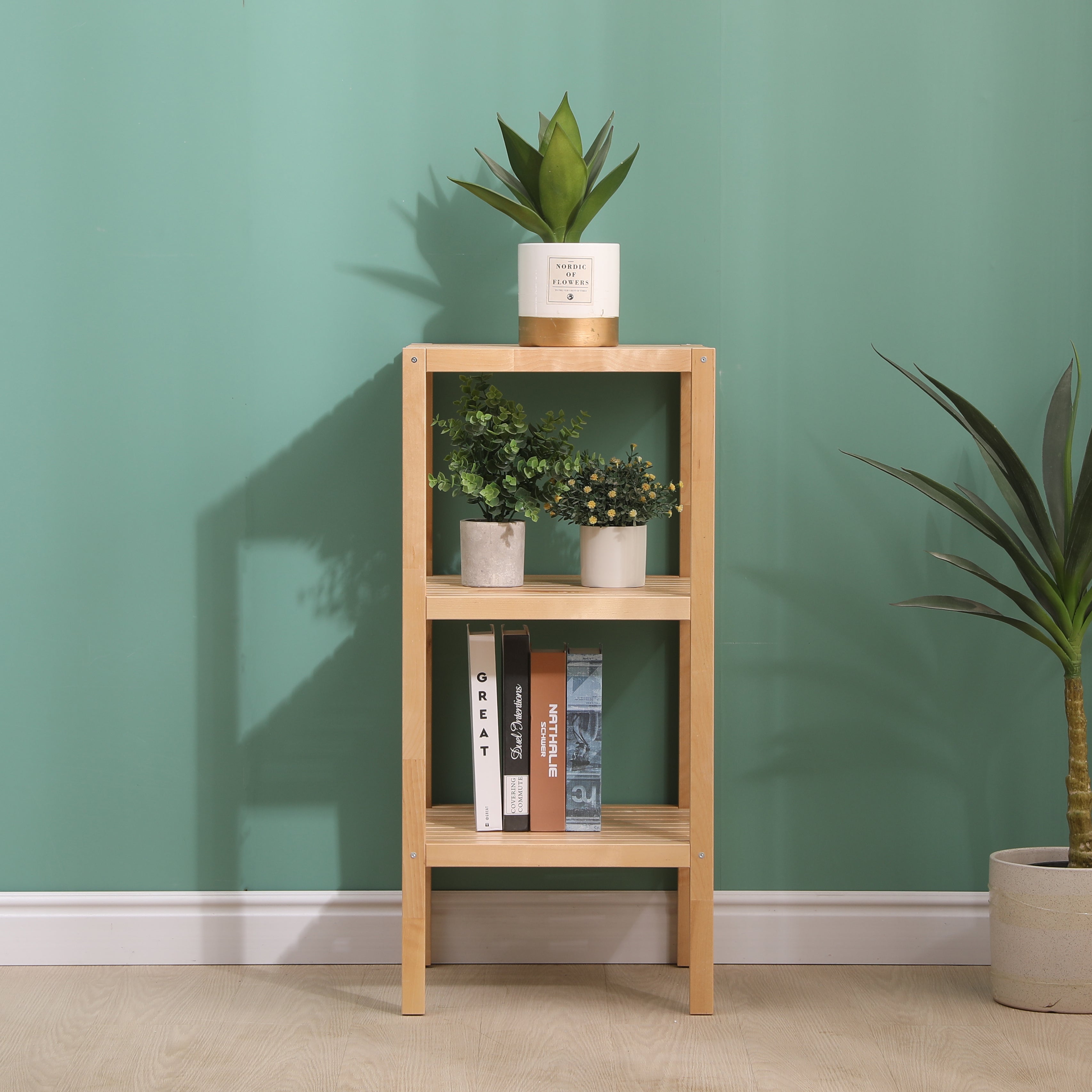 3-Tier Birch Bathroom Shelf, Multifunctional Storage Rack